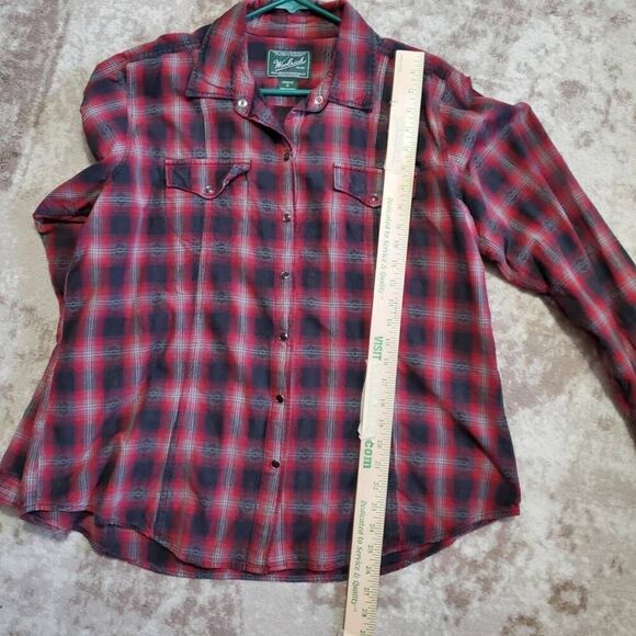 Woolrich Aztec Vintage Pearl Snap Button Shirt Women's Sz XL Red Plaid - Picture 3 of 8